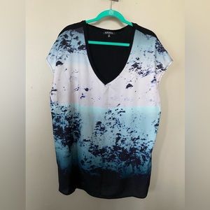 Multi media shirt-soft polyester on front and T-shirt fabric on back